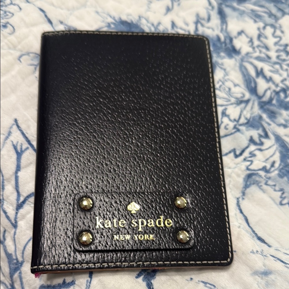 Kate Spade Black Textured Passport Cover